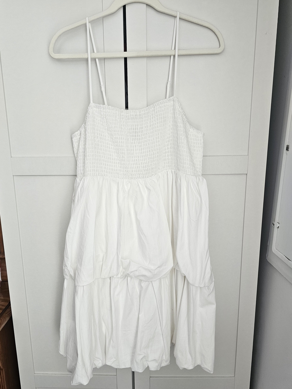 a new day White Smocked Bubble Dress Size L